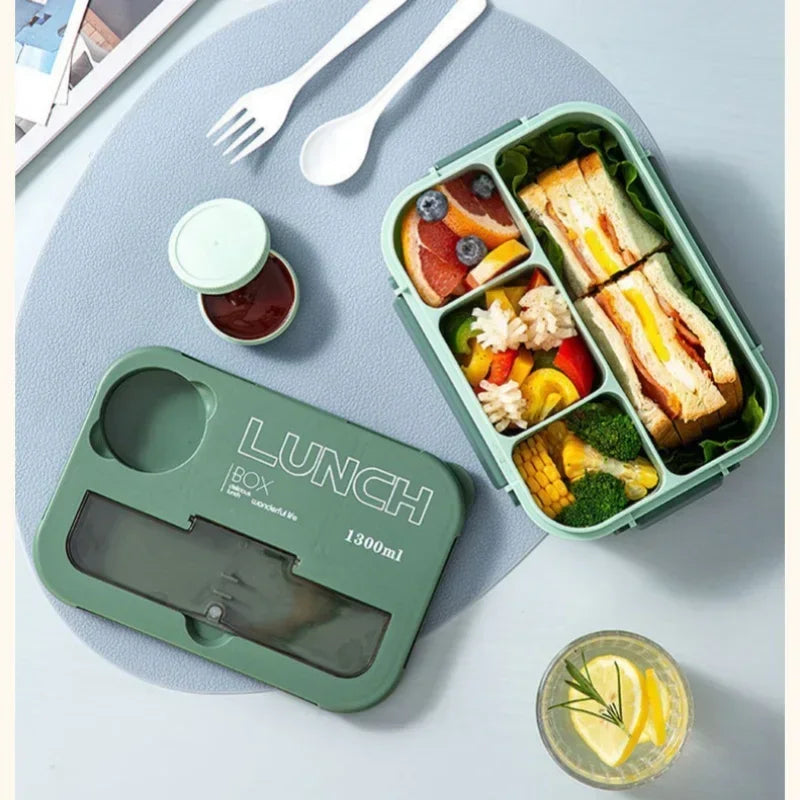 1300ML Bento Lunch Box with Spoon & Fork