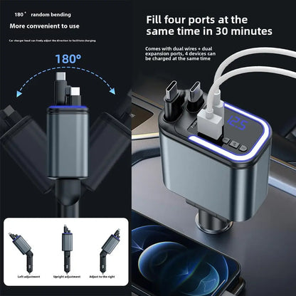 5-in-1 180W Retractable Car Charger
