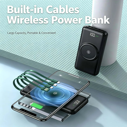 20000mAh Power Bank with Built-In Cables