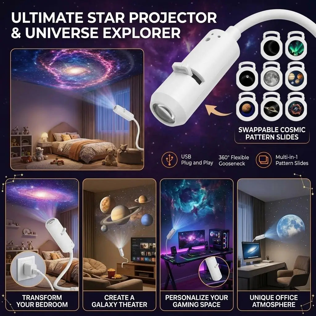 USB Galaxy Star Projector Night Light