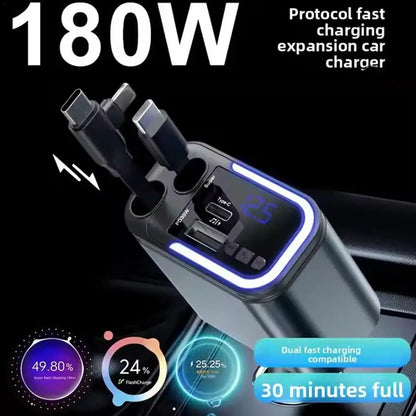 5-in-1 180W Retractable Car Charger