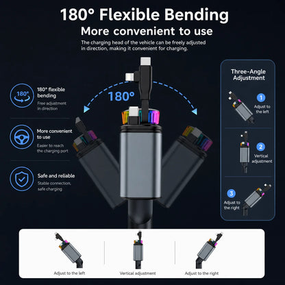 180W 5-in-1 Retractable Car Charger