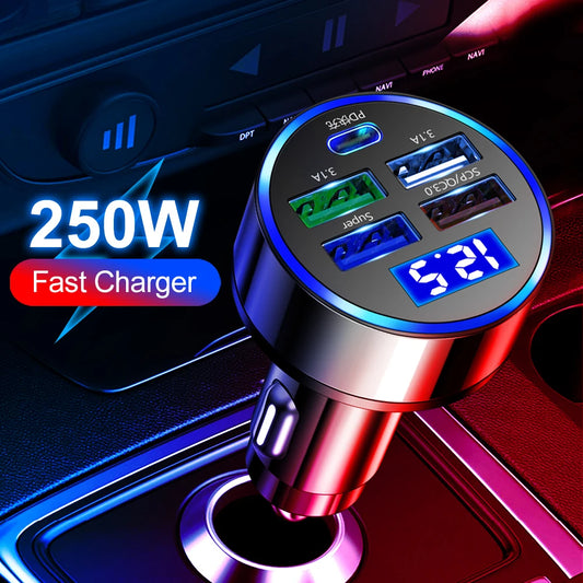 250W 5-Port Fast Car Charger