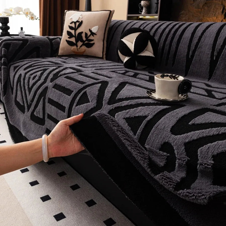 Fluffy Fleece Boho Sofa Blanket