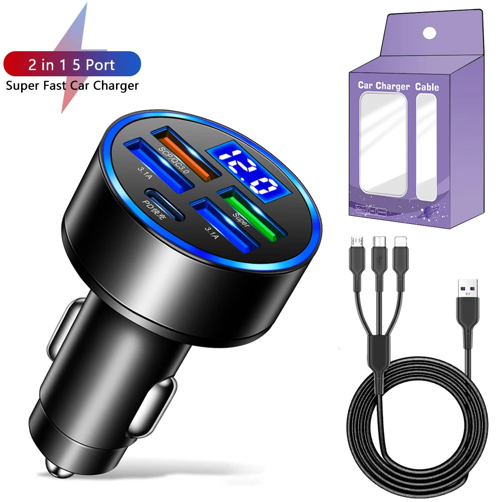 250W 5-Port Fast Car Charger