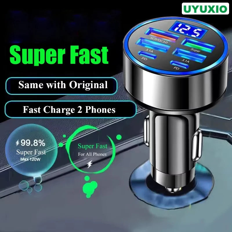6-in-1 USB-C Car Charger Adapter