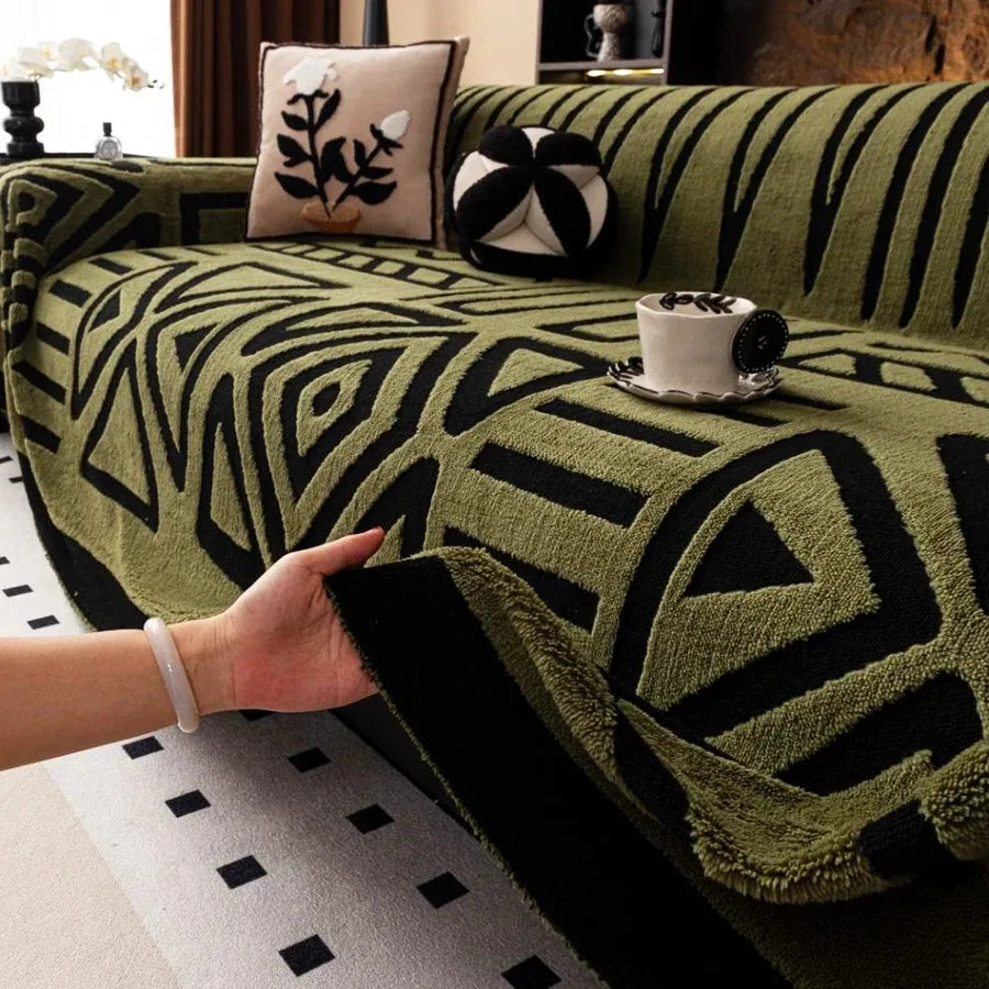 Fluffy Fleece Boho Sofa Blanket