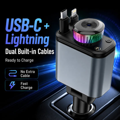 180W 5-in-1 Retractable Car Charger