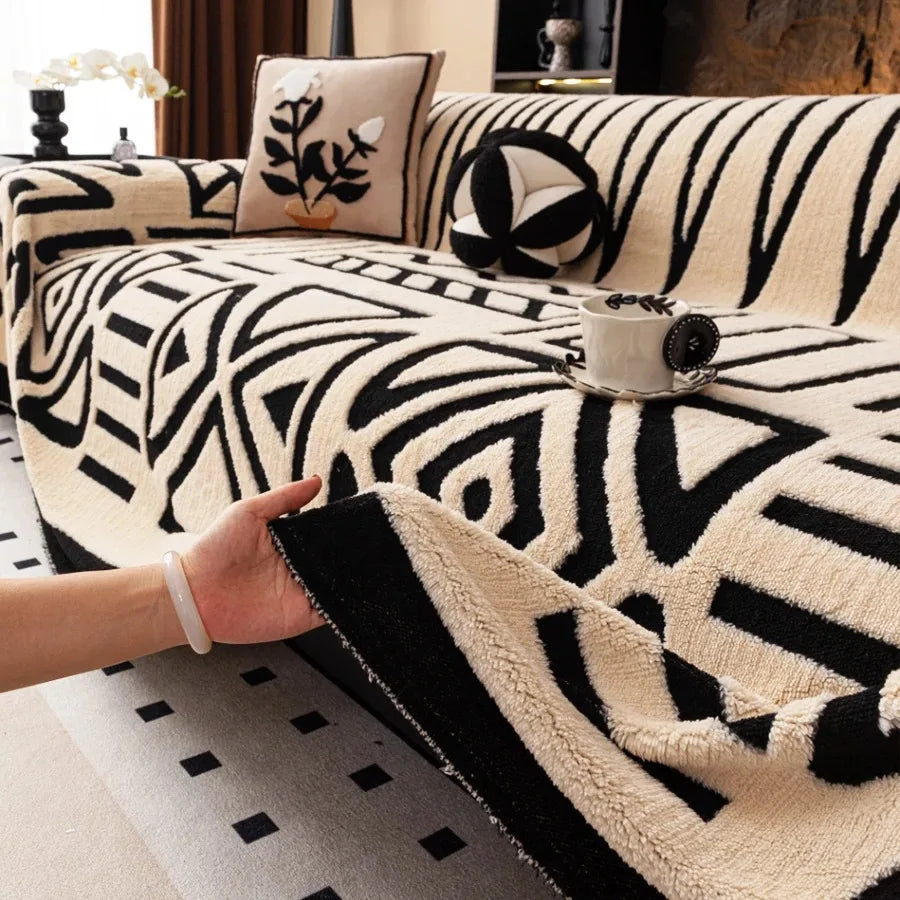 Fluffy Fleece Boho Sofa Blanket