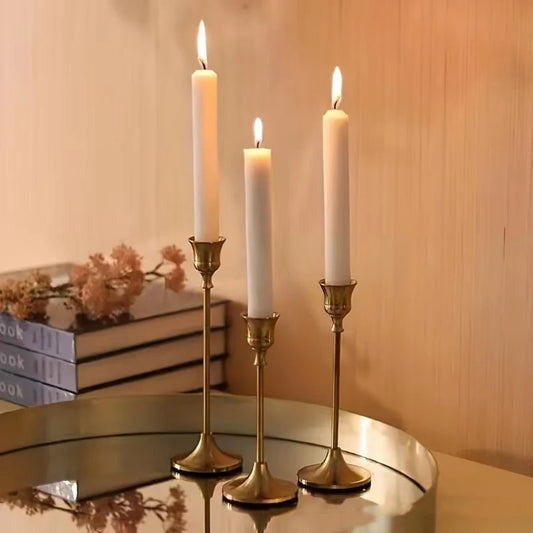 Set of 3 Vintage Metal Candle Holders
